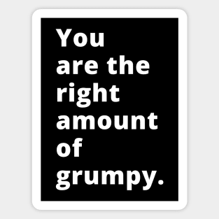 You Are The Right Amount Of Grumpy. Funny Valentines Day Saying. Magnet